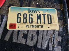 Iowa Flat License Plate Plymouth County 2005 686 MTD