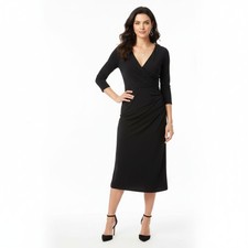 Ralph Lauren Black Empire Waist Faux Wrap 3/4 Sleeve Dress 6