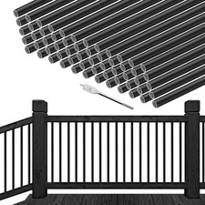 60 Pack Black Aluminum Deck Balusters 26" with Drill Bit for Stairs