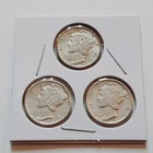 AU 1943 Silver Mercury Dime set!  3 Coins  1943 P 1943 S 1943 D.    A194