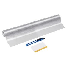 1 Set 6D Carbon Fiber Vinyl Wrap 19.7" x 10ft Self-Adhesive with Scraper, Silver