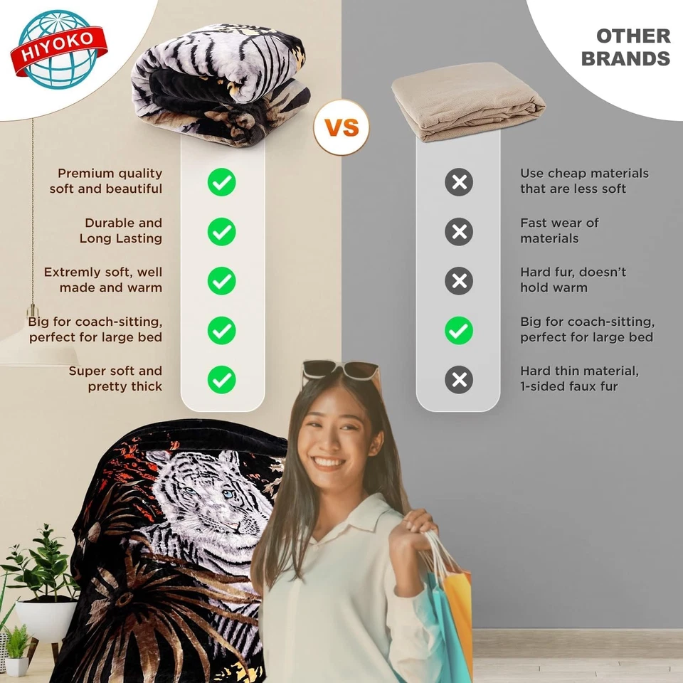 Manta Tigre Blanca 5.3 Lbs Talla Queen Pesada Gruesa Cálida para Familiares y Amigos - Foto 4 de 4