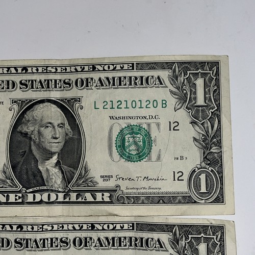 True TRINARY Lot Of 3 1s 2s 0s Fancy Serial Number One Dollar Bill 2017 - Picture 3 of 8