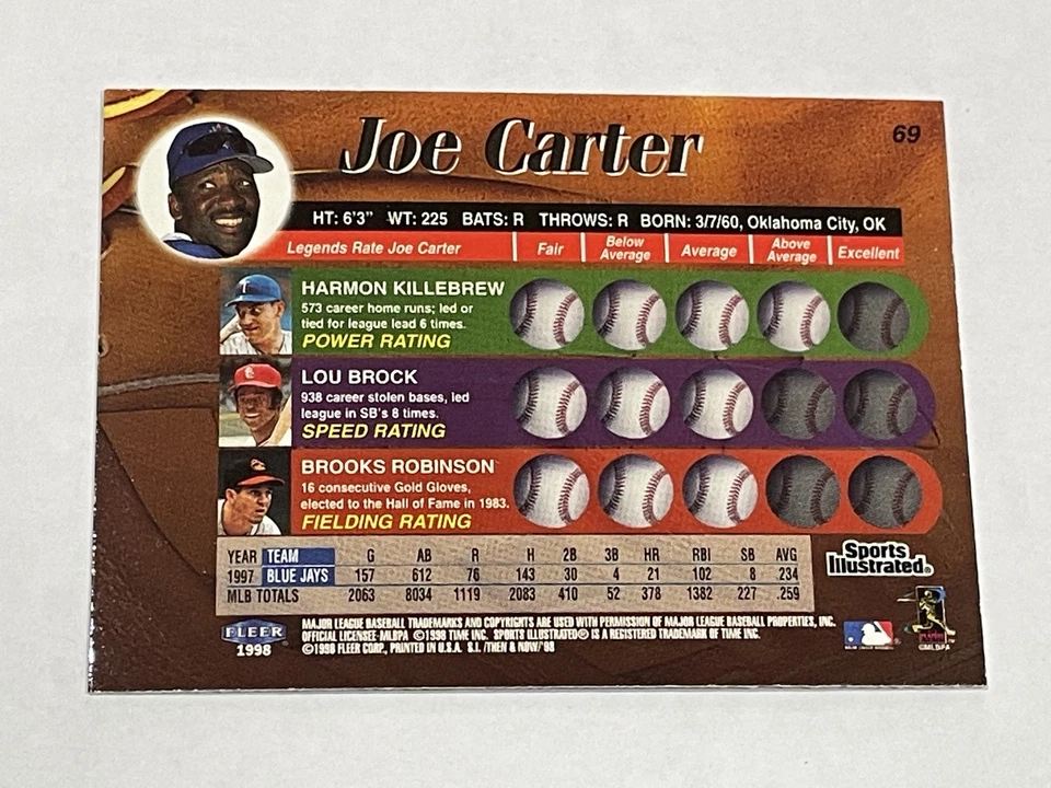1998 Sports Illustrated Then and Now Baseball - Joe Carter - Toronto Blue Jays - Image 2 of 2