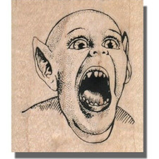 Wood Rubber Stamp, Vampire, Halloween Bat Boy Scary People Spooky Monster Horror