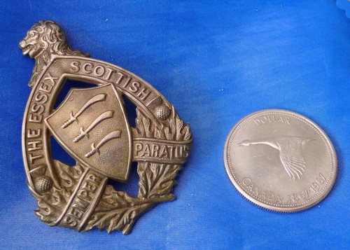 CANADA WW2 CANADIAN CAP HAT BADGE: THE ESSEX SCOTTISH, WHITE METAL. LUGS. - Picture 4 of 5