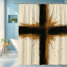 Artistic Black and Gold Shower Curtain for Modern Decor