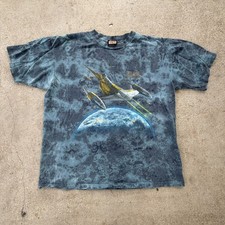 Vintage Star Wars Episode 1 Naboo Starfighter Tye Dye T Shirt Size Medium/large