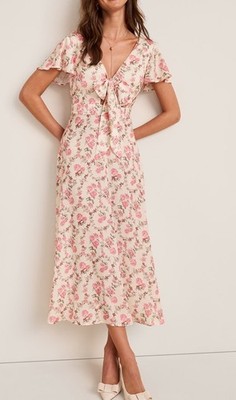 Francesca Women s Nora Floral Tie Front Midi Dress NWT size Small