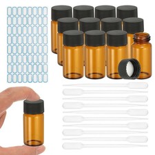 12 Pcs 20ml Leak-Proof Sample Vials with Label and Plastic Dropper Clear Brown 