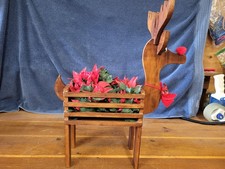 Large Reindeer Wood Hand Cut Vintage 20" Tall x 17" Wide