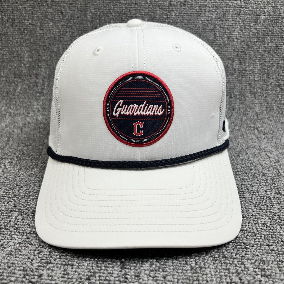 Cleveland Guardians '47 Brand Hitch Rope Trucker Hat White Navy Snapback Cap