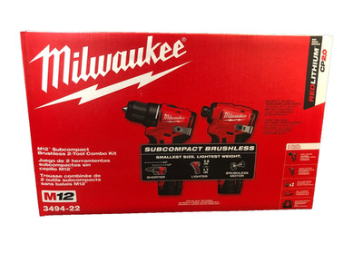 Milwaukee M12 3494-22 Subcompact 2-Tool Combo Kit Impact Driver & Drill/Driver