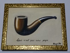 Rene Magritte , Painting Oil On Canvas , signed stamped vintage.