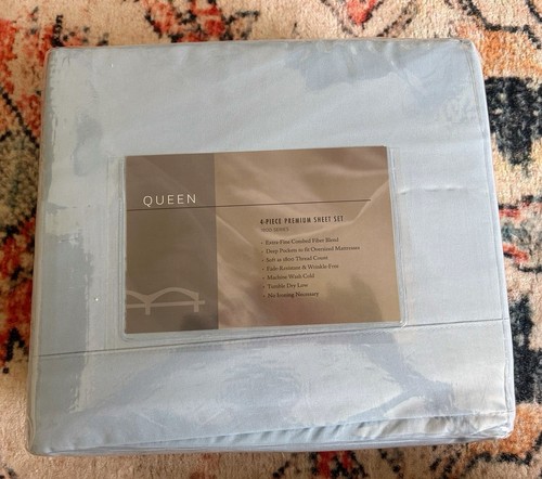 Bamboo Cool 1800 Series Blend 4 Pieces Super Soft Sheet Set Deep Pockets: Aqua - Picture 4 of 4