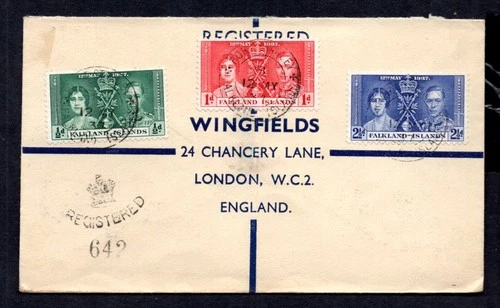 Falkland Islands - 1937 KGVI Coronation Registered First Day Cover