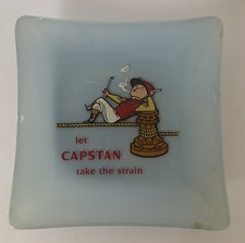 Capstan Cigarettes Vintage Square Glass Ashtray - Let Capstan Take The Strain