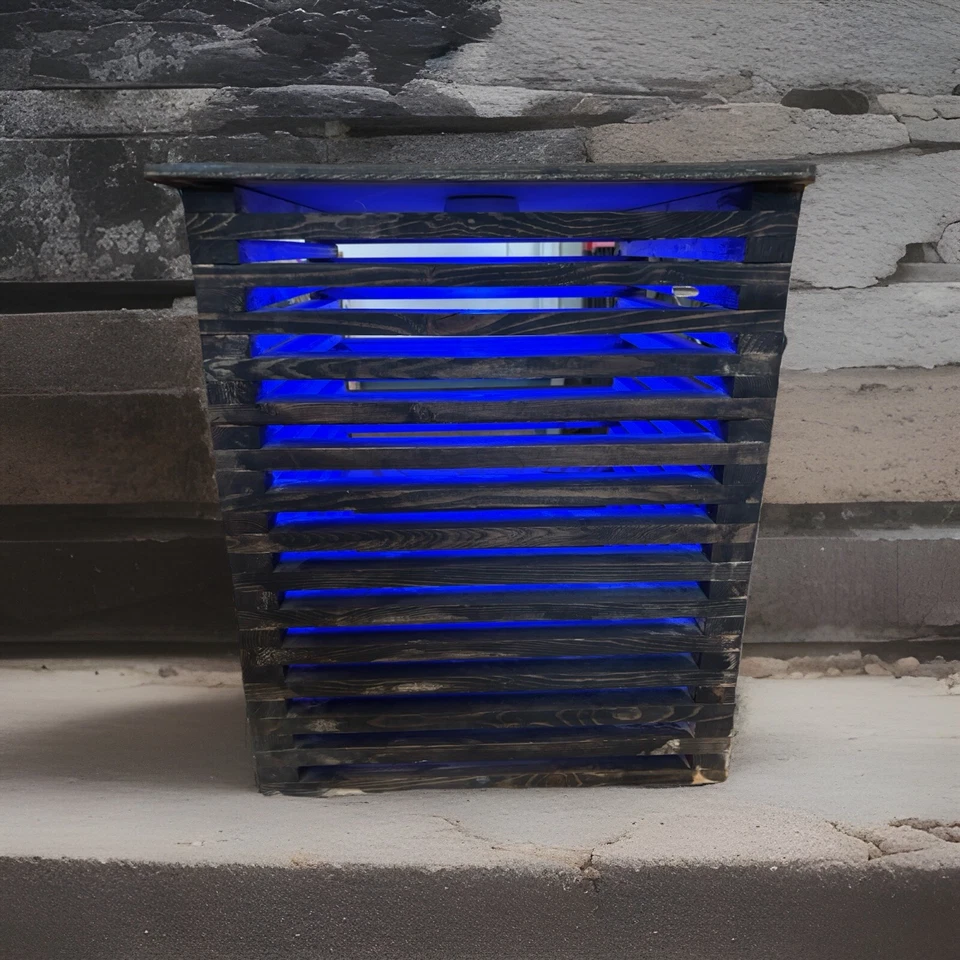 Wood Table With LED Light/remote 2x2” Solid Wood Table Birch Top - Image 2 of 4