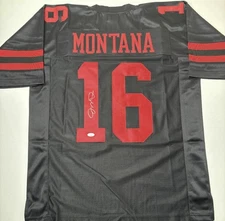 Joe Montana Signed 49ers Jersey Autographed #16 Black Custom JSA COA AH98863
