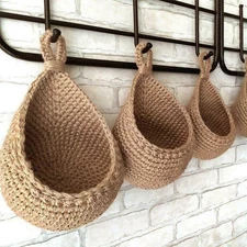 Home Kitchen Woven Basket Hanging Storage 6 Size Baskets Cotton Rope Eco