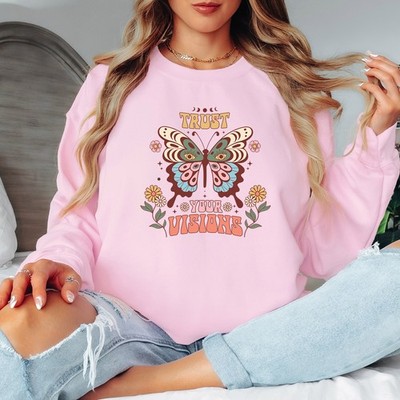 Trust Your Visions Schmetterling Damen Sweatshirt Motivation Damen Pullover