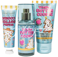 Bath  Body Works Warm Butter Cookie Mini Travel Mist Spray Cream Hand Lotion 3p