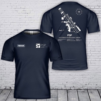 Custom Name Palm Springs International Airport Map T Shirt Gift For Dad