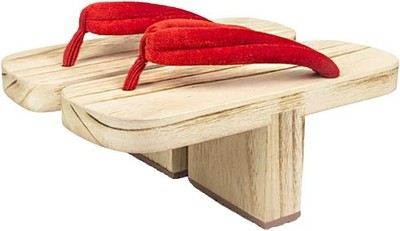 Japanischer traditioneller einzahniger Tengu Hita Geta aus Holz rot Größenfre...