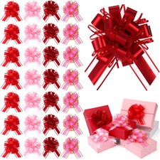 48 PCS Valentines Day Large Pull Bows 6 Inch Colorful Ribbon Presents Decor