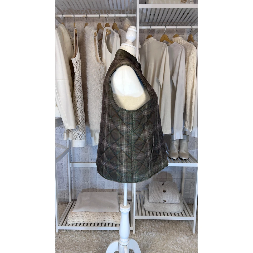 Chaleco acolchado Relativity para mujer talla 2X Hunter verde a cuadros con cremallera #0051 Foto 2 de 4