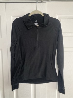 Adidas Womens Small Black Climalite Pullover Quarter Zip Golf Tennis Run Train