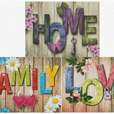 Wooden Love  Family Embroidery Kit - Cross Stitch Your Home with Printed Patter