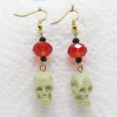 Pendientes de calavera y cuentas de vidrio naranja de Halloween de SoniaMcD - Imagen 14 de 28
