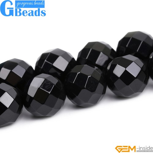 Black Agate Beads Onyx Natural Gemstone Faceted Round Spacer Beads 15" 6mm 8mm - Picture 47 of 61
