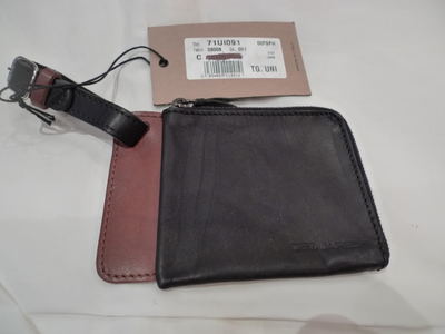 DSQUARED2 WRIST WALLET BLACK/BROWN 100%AUTHENTIC ITALY