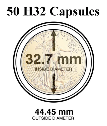 50 Genuine H32 Round AirTite Coin Capsule Fit 1 Oz Gold Eagle / Buffalo 32.7mm