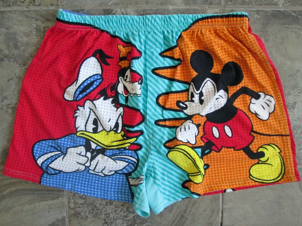 VTG Disney Sleep Shorts Boxers XL (40-42) Mickey Goofy Donald All Over  Cotton