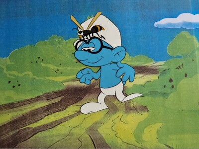 Hanna Barbera Original 1980er Vintage TV SCHLÜMPFE Animation Kunst Produktion Cel #300