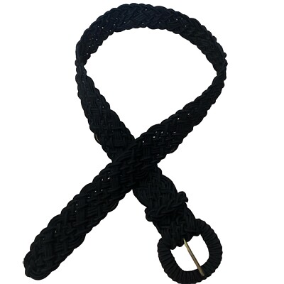 Carla Marchi black rayon woven braided adjustable belt M/L  display picture 2