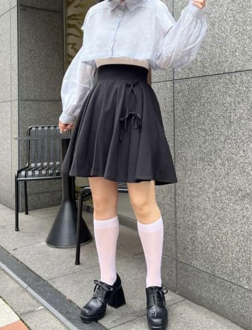 スカート ANDMARY Chuchu flare mini skirt black ANDMARY】Chuchu flare mini skirt