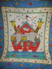 Vintage Sue Dreamer Noah's Ark quilt biblical Christian religious nursery 43x35