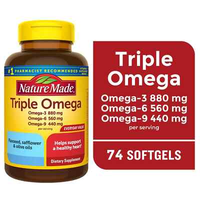 Nature Made Triple Omega 3-6-9 Softgels, 74 Count