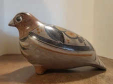 Vintage Tonala Mexico Pottery Hand Painted Mexican Folk Art Bird Quail/BinB