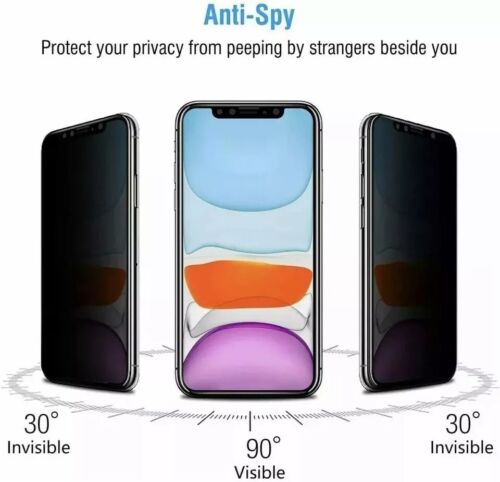 For iPhone 16 15 14 13 12 Pro Max Tempered Glass Privacy Screen Camera Protector - Picture 11 of 13