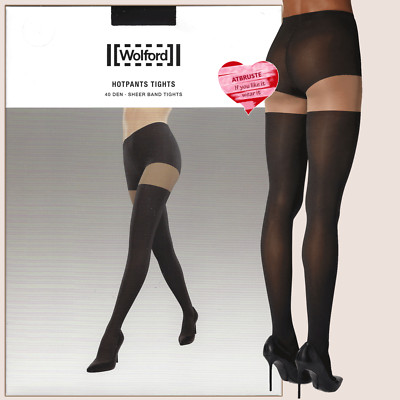 Wolford Hotpants Tights   M   fairly light / black ... matt, mit Stay-up-Effekt