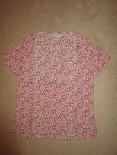 SCRUBS - SS Shirt - Vanity Fair - Pink Floral - Small 6-8 - NWT