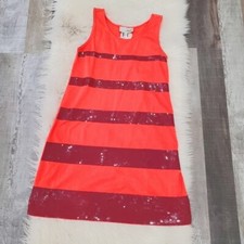 MNG By Mango Orange Purple Embellish Sequin Striped Shift Tank Dress ~ M M3020