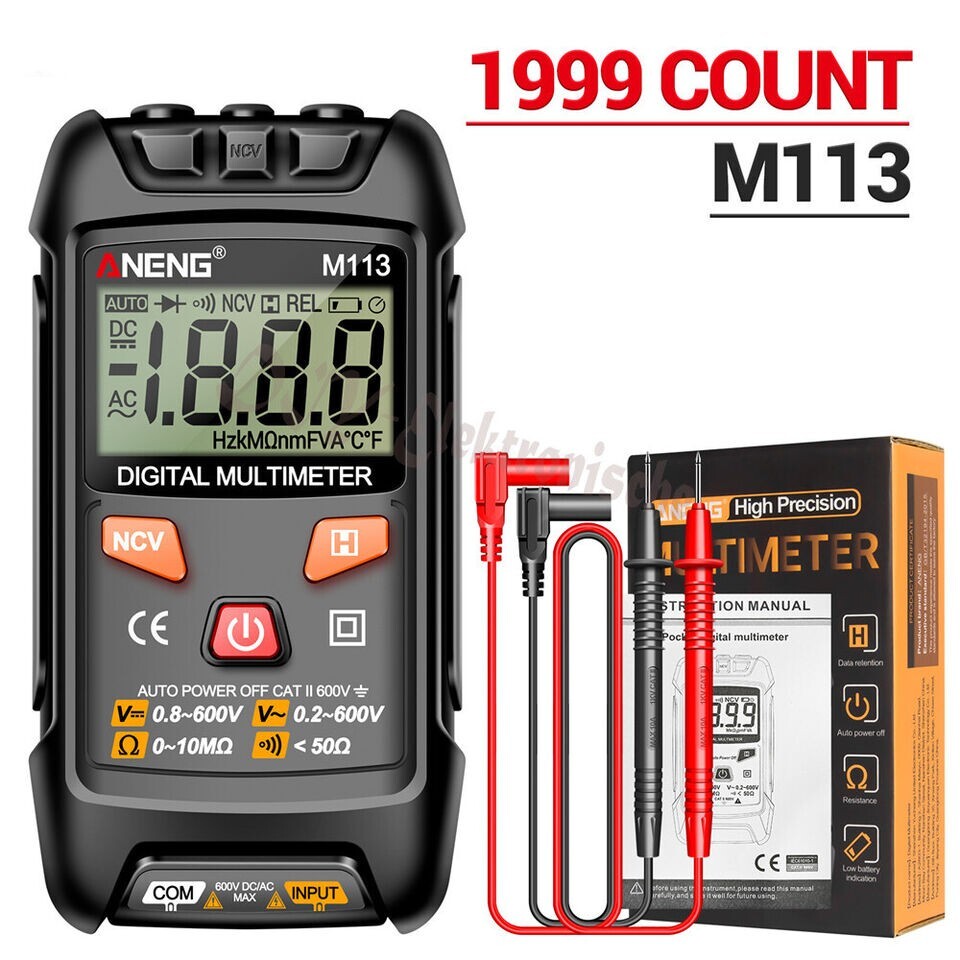 ANENG M113 Digital Mini Multimeter Tester Multi Tester 1999 Counts Auto