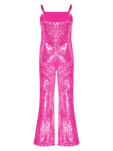 Kids Girls Movie Character Pretend Bodysuit Sequins Bell Bottoms Jumpsuit - Picture 30 of 57