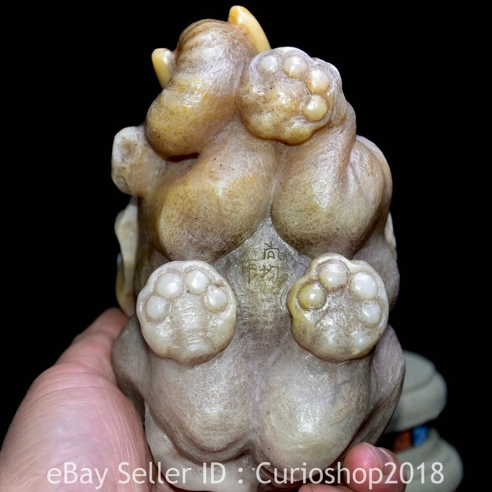 Escultura de estatua de elefante animal tallada en piedra natural china Shoushan de 6" Foto 3 de 4